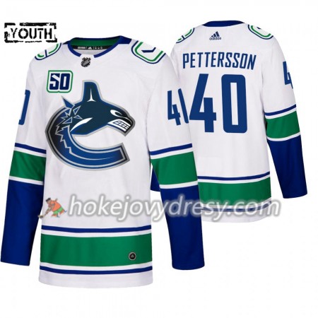 Dětské Hokejový Dres Vancouver Canucks Elias Pettersson 40 50th Anniversary Adidas 2019-2020 Bílá Authentic